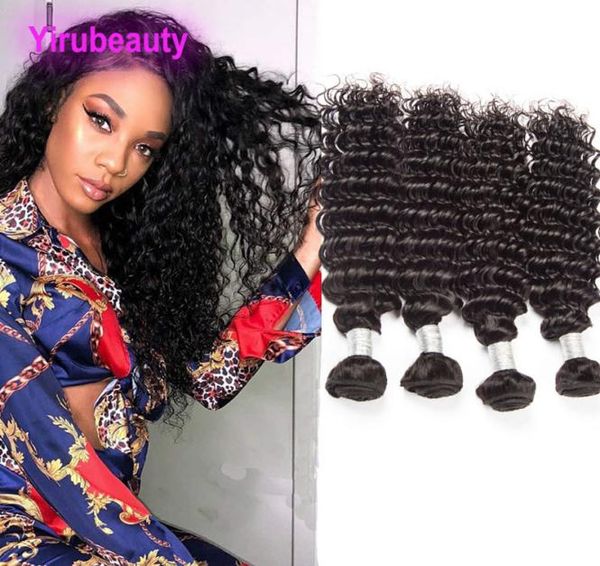 

brazilian virgin hair extensions 4 bundles deep wave curly unprocessed human hair 4 pieceslot weaves tissage natural color3462659, Black