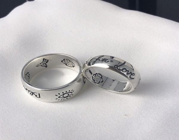 

engraved openwork wide narrow heart alphabet pattern ring vintage color women designer luxury rings without box6288034, Silver