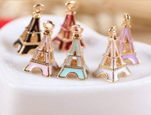 

20pcs small gold plated enamel pendant eiffel tower charms size 1024 mm for jewelry making6507865, Bronze;silver