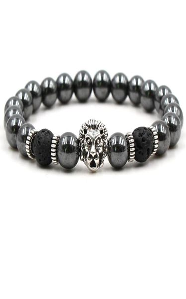 

black hematite beaded strands stone lava rock bracelets alloy gold plated silver skull lion owl for women men bracelet bangles jew9988196