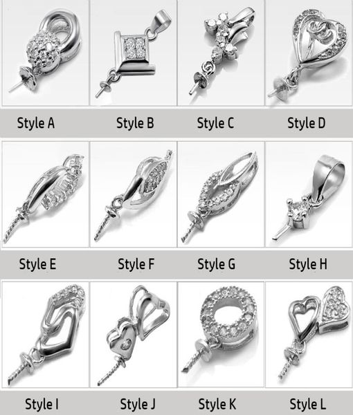 

pearl necklace settings 100 s925 sliver pendant settings 12 styles diy pearl necklace jewelry settings without chain christmas gi4624454, Slivery;crystal