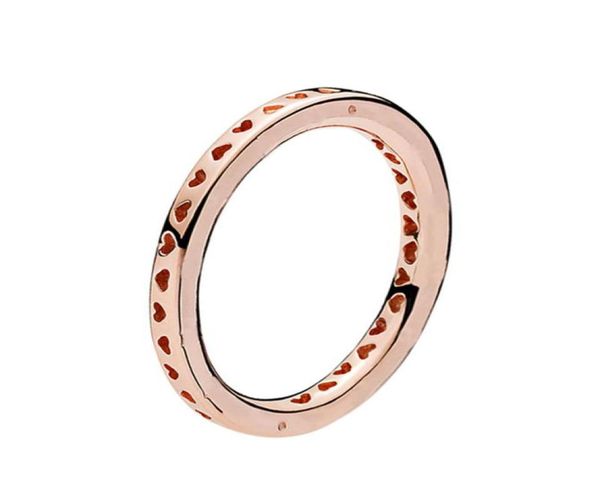 

18k rose gold love heart band rings for women men with original box set for real sterling silver lover wedding ring5620030, Slivery;golden