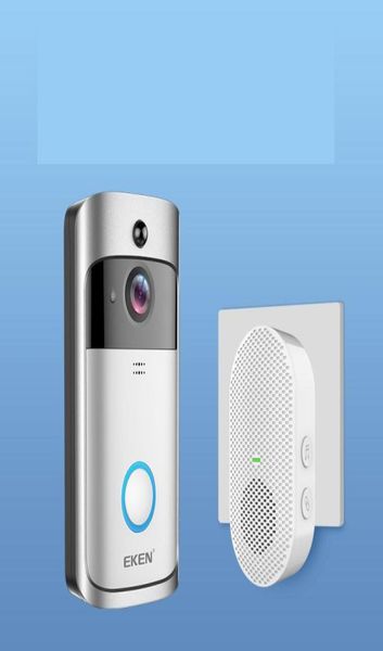 

eken home video wireless doorbell 2 720p hd wifi realtime video two way audio night vision pir motion detection with bells1704398