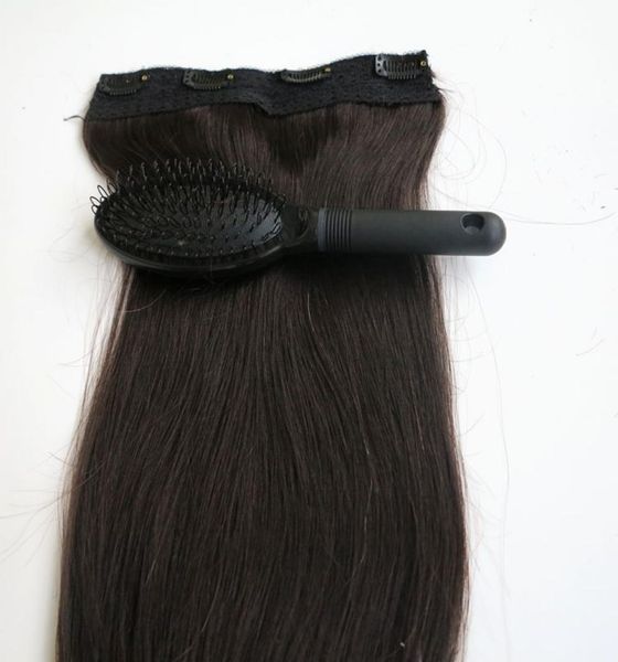

80g 1pcsset  22inch remy human hair clip in hair extensions 1boff black straight hair comb9735094, Black;brown
