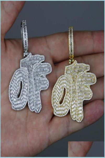 

pendant necklaces men hip hop iced out otf letter pendant necklace bling 5a cubic zirconia paved tennis chain jewelry drop deliver2281609, Silver