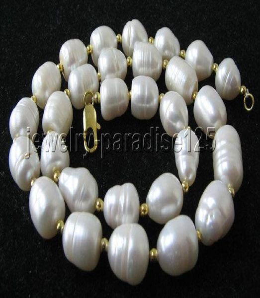 

180391012mm natural white baroque pearl necklace 14k01238432896, Silver