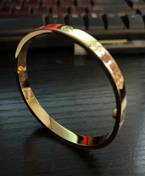 

1522 titanium bangles bracelets for lover fashion wristband wedding bangle rose gold thanksgiving day bracelet no box2893310, Golden;silver
