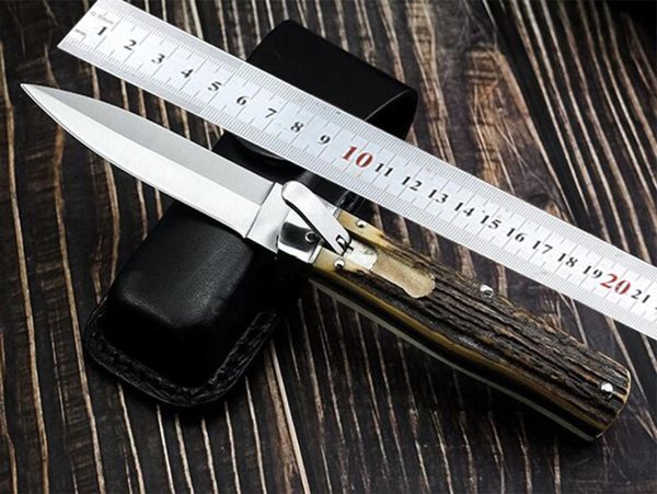 

quality automatic knife tactical folding knives d2 blade antlers handle tactical survival benchmade knife edc tools6922005