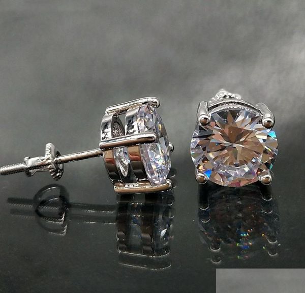 

stud 18k gold hip hop iced out cz zirconia round stud earrings 04 06 08cm for men and women diamond studs rock rapper jewe bded9253938, Golden;silver