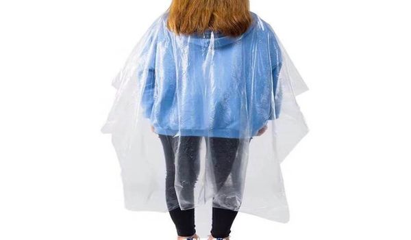 

50100 pieces disposable pe apron babrber shop cut perm dye hair cape gown waterproof hair cutting wrap apron5568521