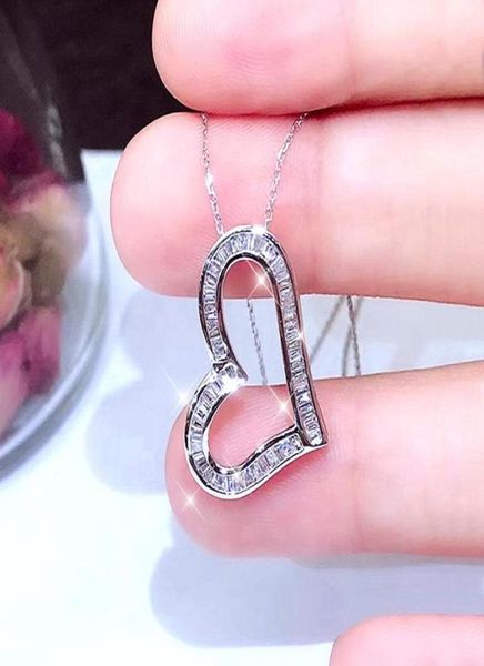 

pendant necklaces trendy shiny love heart necklace for women delicate pave setting cubic zirconia promise women039s wedding jew8036027, Silver