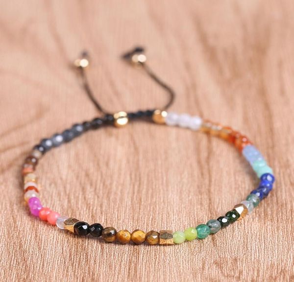 

12 constellation lucky stone beads simple bracelet 3mm beads adjustable bracelet bohemia women chakra bracelets4729119, Golden;silver