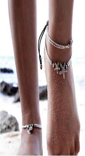 

bohemian women fashion jewelry bracelets anklets star om yoga pendant anklet rope chain ankle starfish anklet2332532, Red;blue