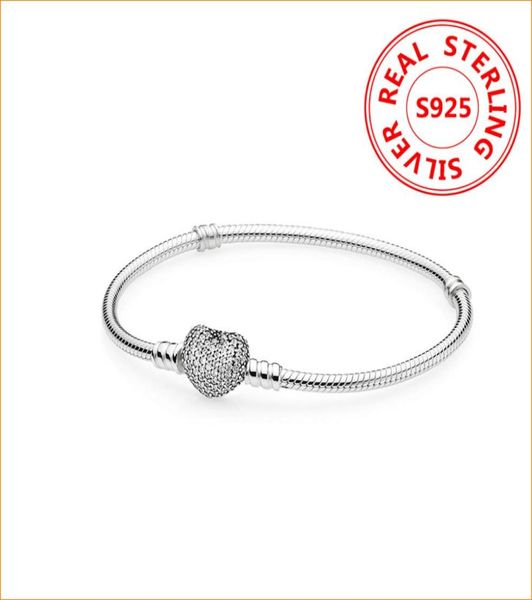 

authentic 925 sterling silver heart charms bracelet for european beads bangle wedding gift jewelry for women with original box6725841, Golden;silver