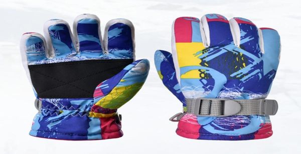 

brand kids winter gloves ski gloves warm windproof nonslip outdoor sports children snow snowboard skiing gloves for boys girls8558500, Black