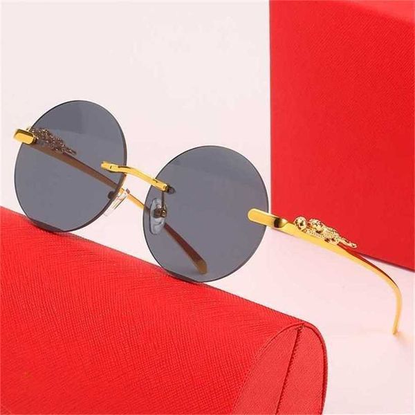 

30% off sunglasses 2023 new leopard head frameless round for men and womenkajia new, White;black