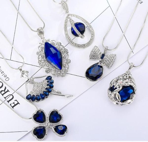 

new silver sweater chain rhinestone pendant necklace whole wedding jewelry owl bling austrian crystal korean fashion necklace 1145422