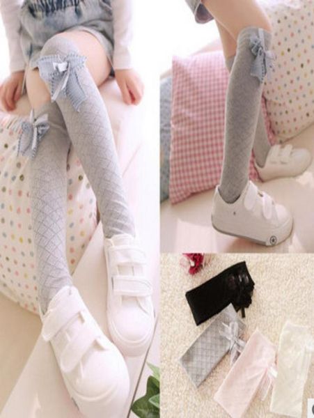 

ins girl fashion socks lace flower bows sock knee high sock bowknot long stockings girls princess dress sox a83414400760, Pink;yellow
