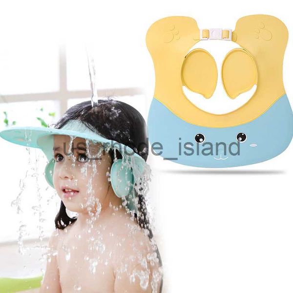 

shower caps adjustable baby shower cap shampoo bath wash hair shield hat protect children kid waterproof prevent water into ear for child x0