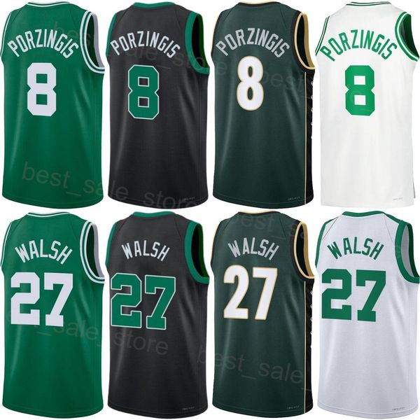 

print draft pick basketball dalano banton jersey kristaps porzingis 8 walsh 27 mouhamed gueye malcolm brogdon 13 derrick white 9 payton prit, Black