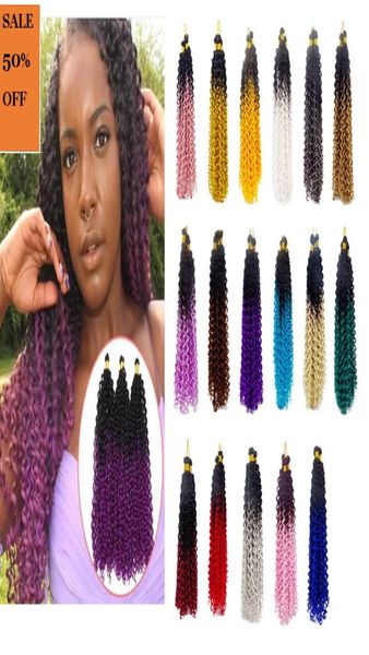

water wave synthetic crochet braids fashion ombre two tone colors fiber hair extensions 100gpack 14 inches4398097, Black