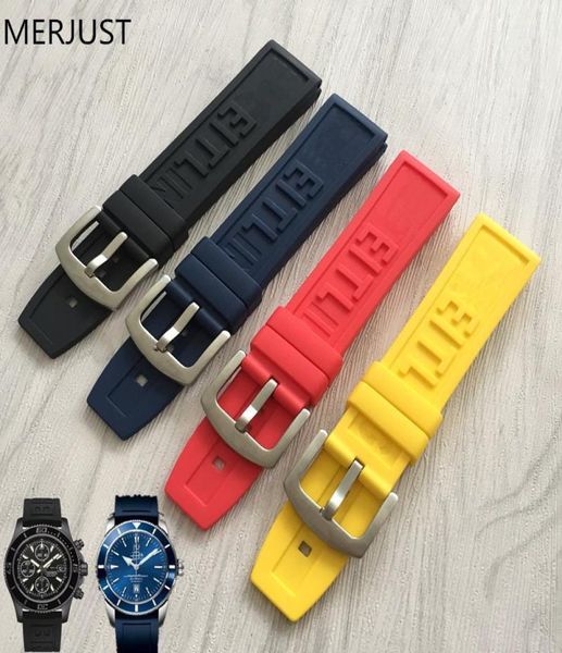

22mm 24 mm black silicone rubber watch band strap with watches thicken buckle belt watch accessories tools for17267369, Black;brown