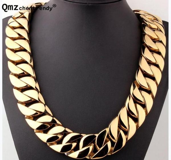 

real stainless steel gold 31mm super heavy thick mens flat curb cuban chain necklaces hip hop exaggerated necklace5817918, Silver