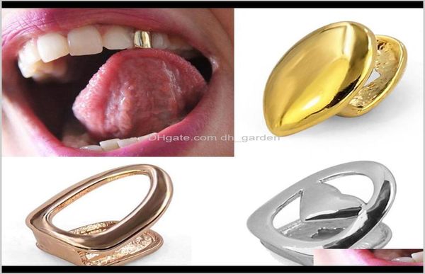 

grillz 18k real gold braces punk hiphop hollowed single teeth dental mouth fang grills tooth cap cosplay party rapper jewelry g yh9596522, Black
