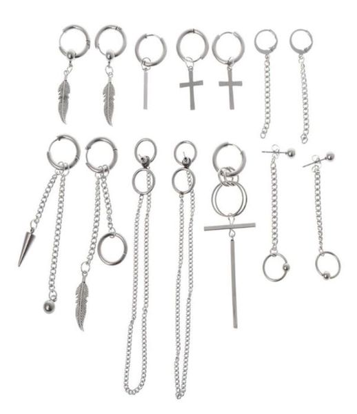 

14 pcsset arrival trendy jewelry earrings stainless steel korean fashion personality for men women boys party decoration 2106241144616, Silver