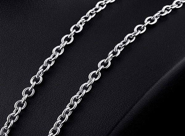 

3mm4mm silver stainless steel trace o chain link for men women necklace 45cm75cm length with velvet bag2245102