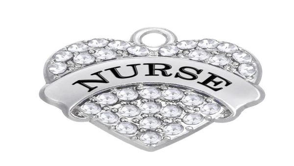 

new fashion easy to diy 5pcs a lot rhodium plated nurse crystal letters charm jewelry making fit for necklace or bra6592382, Bronze;silver