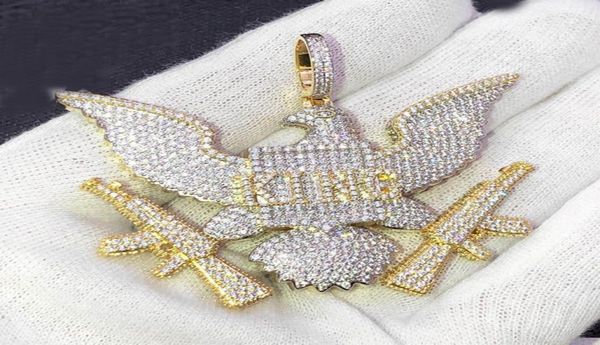 

hip hop new design iced out micro paved cz bling king eagle pendant necklace for men boy punks styles jewelry whole9713007, Silver