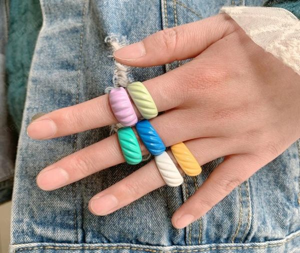 

trendy handmade geometric irregular chain ring colorful open metal rings for women girls jewelry2155179, Silver