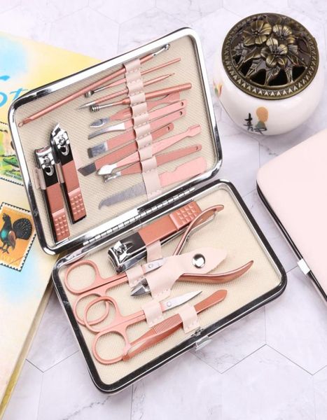 

2022 nail art kits 18pcs set stainless steel manicure kit pedicure grooming clippers tools care for men womens drop7623075