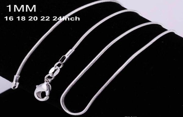 

1mm 925 sterling silver smooth chains women necklaces jewelry chain size 16 18 20 22 24 26 28 30 inch wholesale gd9259448486