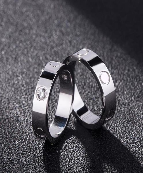 

new ladies ring designer rose gold stainless steel luxury crystal jewelry love men commitment ring gift engagement belt box wholes7908471, Silver