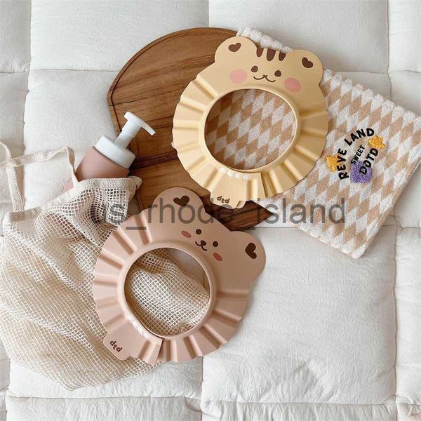 

shower caps aujustable cartoon baby shower cap silicone kids bathing ear protection safe hat children waterproof shampoo head cover x0715