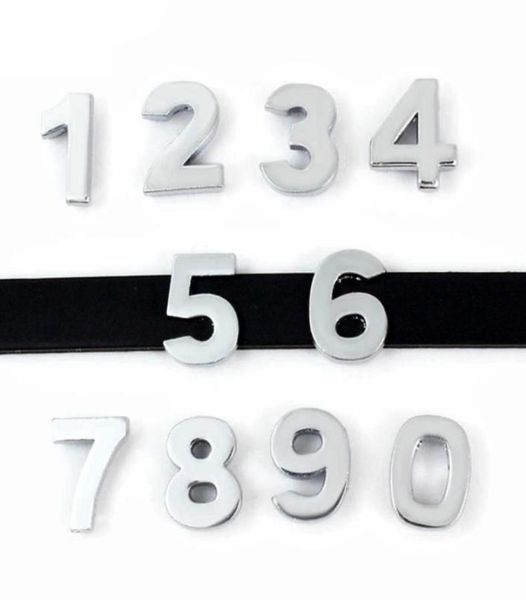 

new 8mm plain slide numbers quot09quot 20 pcslot can choose each number slide charms fit diy wristband belt bracelet ls9524153, Golden;silver