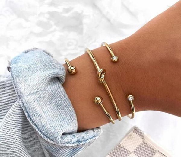 

charm bracelets mavis hare stainless steel gold ball with crystal bracelet and knot for women as fashion jewelry1322267, Golden;silver