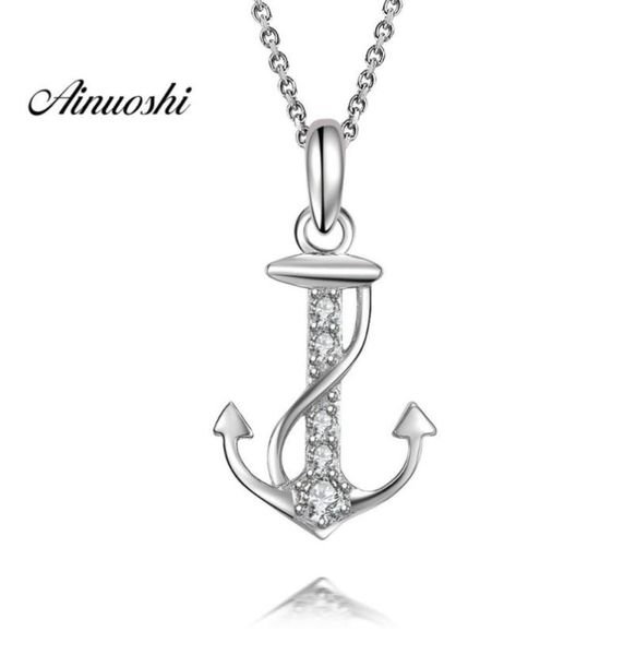 

ainuoshi 925 sterling silver pendant for women delicate bow silver long chain necklaces wedding party jewelry collar de plata y2007783676