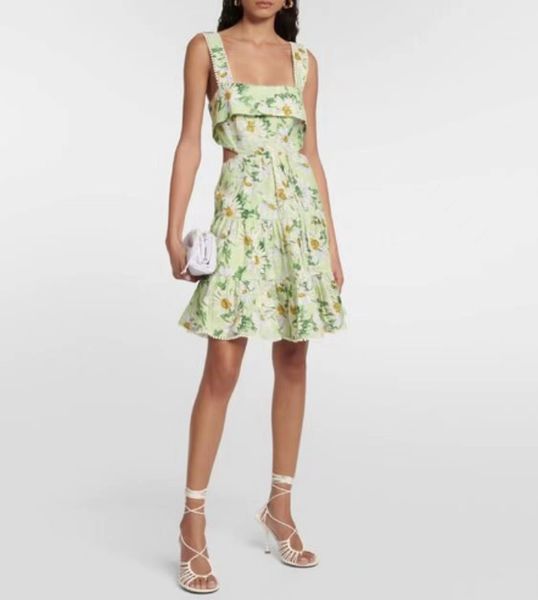 

australian designer dress linen chrysanthemum printed slip mini dress, Black;gray