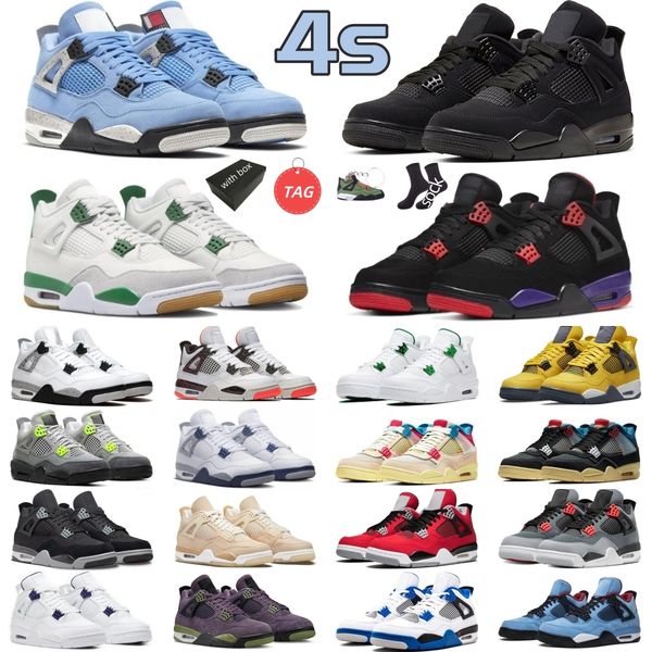 

new jumpman men woman 4 4s basketball shoes thunder sail black cat oreo retro infrared metallic purple cool grey university pink sports mens