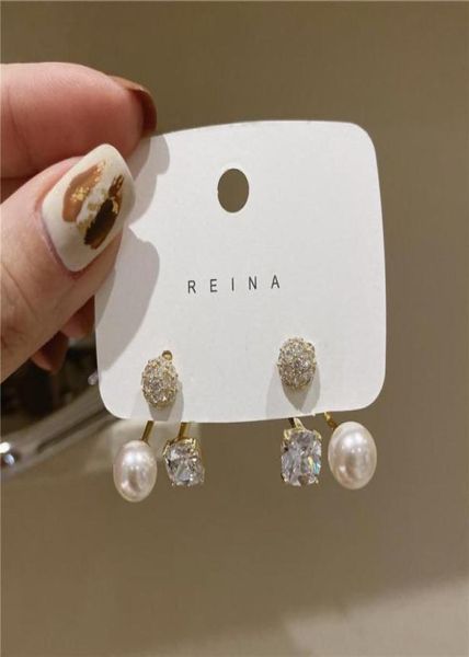 

dangle chandelier korea fashion jewelry exquisite copper inlaid crystal pearl hook earrings elegant women039s daily work acce1616960, Silver