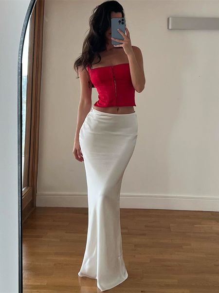

skirts tossy elegant casual long skirt patchwork for women slim party gown summer 2023 high waist outfits white y2k 230715, Black