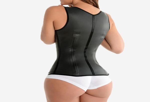 

black 4 rows hooks latex waist cincher body shaper steel bone corset slimming vest waist trainer plus size girdle belt5356965, Black;white