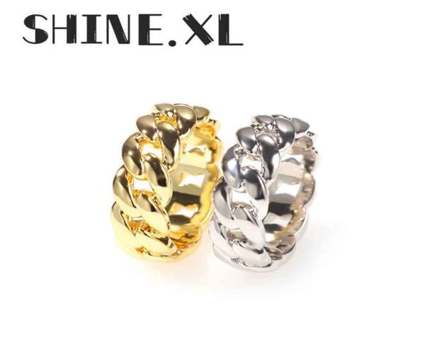 

new men rings gold color bling bling iced out cz hip hop punk ring cuban link chain7496024, Silver