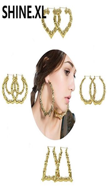 

big bamboo earrings gold tone statement hiphop trendy star heart round large circle hoop earrings for women8422804, Golden;silver