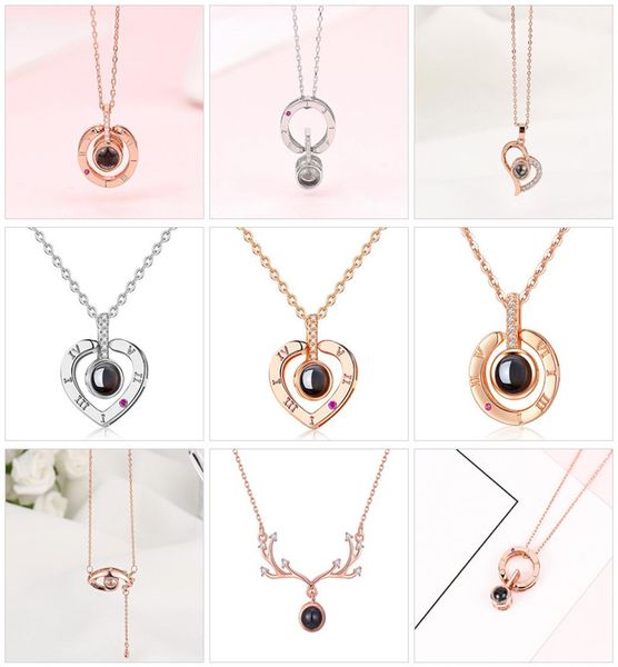 

100 languages i love you necklace for women i love you necklace memory projectors necklace gift sterling silver chain4272583