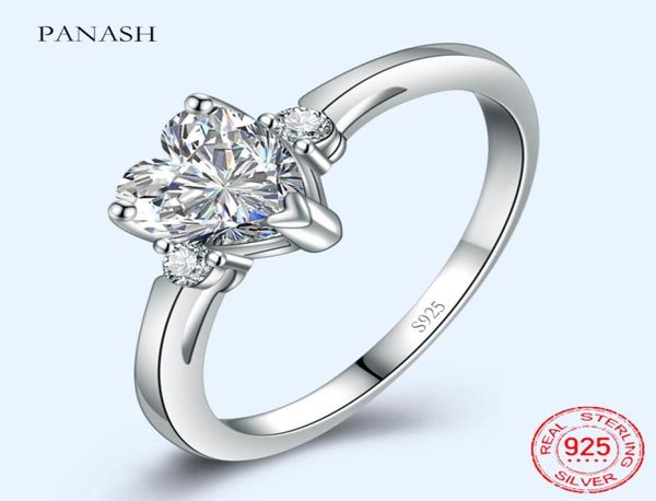 

simple heart solitaire ring 925 sterling silver wedding gift love forever engagement rings for women fine jewelry jz0069192268, Slivery;golden