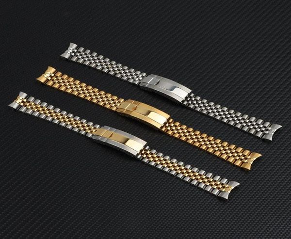 

watch bands 20mm silver gold stainless steel watchbands for role strap datejust band submarine wristband bracelet2879091, Black;brown